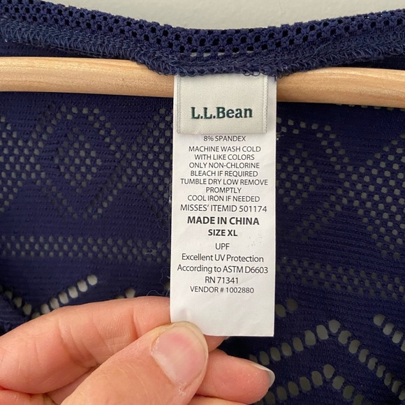 L.L. Bean NWOT Violet Blue Beach Long Sleeve Summer V-Neck Swim Cover Up Tunic - Picture 4 of 4